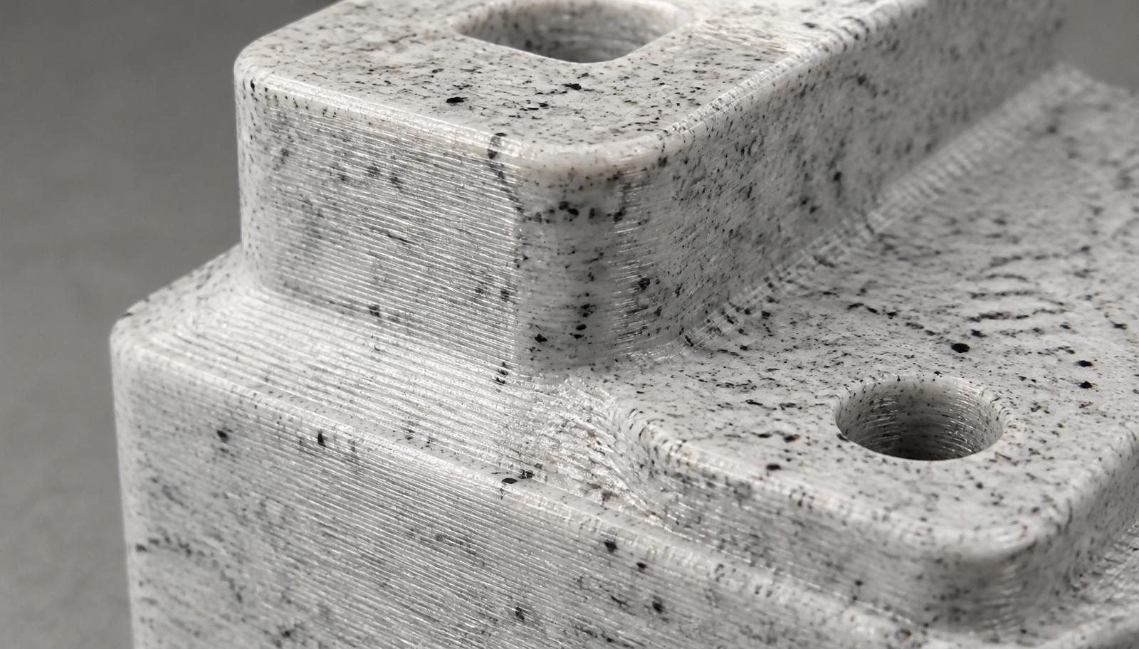 PETG marble — semi-gloss finish with depth in the veining.